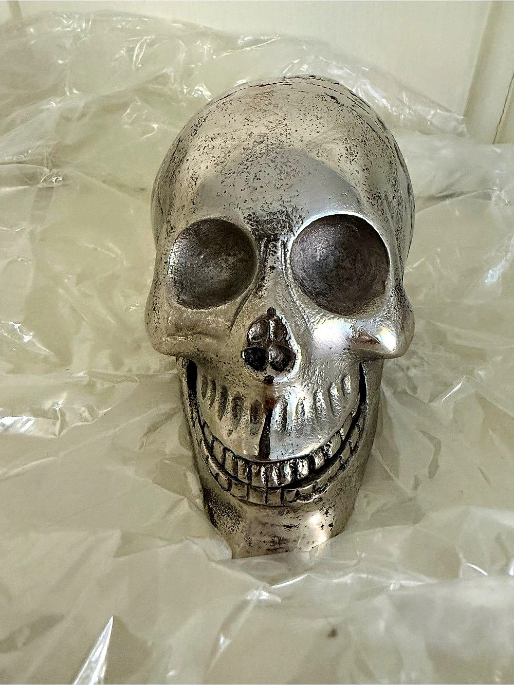 New Pottery Barn Skull Silver Halloween Decor